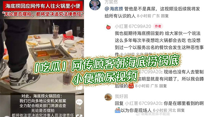 吃瓜网传顾客朝海底捞锅底小便撒尿视频.